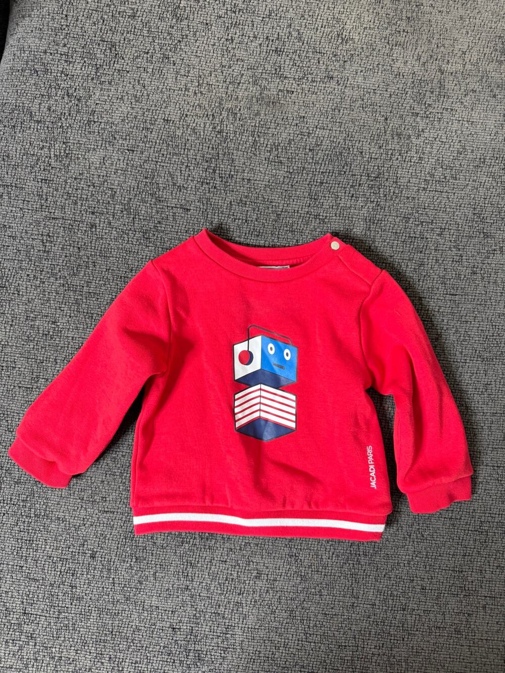Jacadi Paris Baby Red Robot Graphic Sweatshirt 18M French Kids